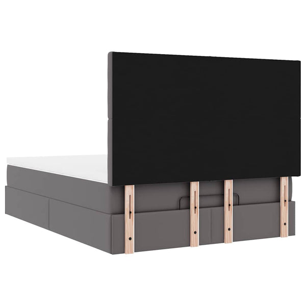 Ottoman Bett mit Matratze & LEDs Grau 140x190 cm