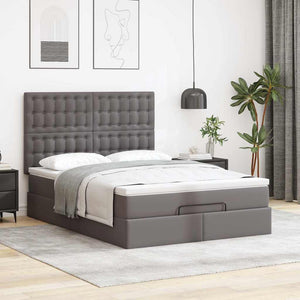 Ottoman Bett mit Matratze & LEDs Grau 140x190 cm