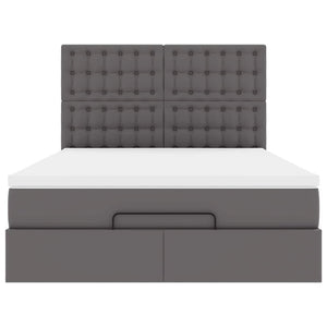 Ottoman Bett mit Matratze & LEDs Grau 140x190 cm