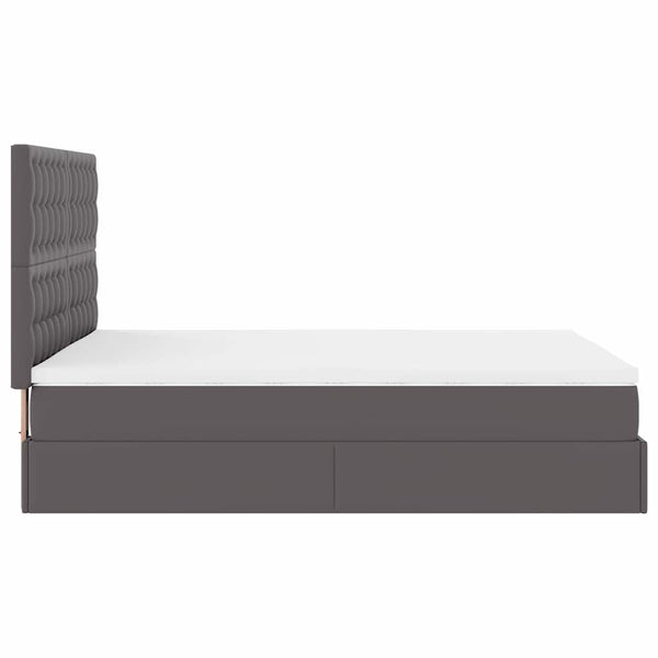 Ottoman Bett mit Matratze & LEDs Grau 140x190 cm