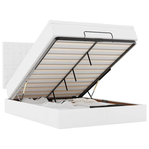 Ottoman Bett mit Matratze & LED Weiß 140x200 cm