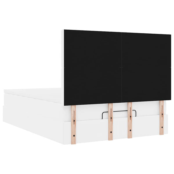 Ottoman Bett mit Matratze & LED Weiß 140x200 cm