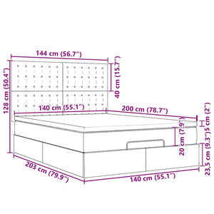 Ottoman Bett mit Matratze & LED Weiß 140x200 cm