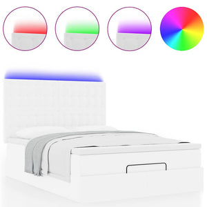 Ottoman Bett mit Matratze & LED Weiß 140x200 cm