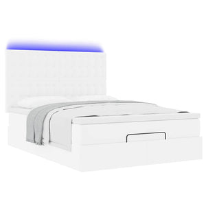 Ottoman Bett mit Matratze & LED Weiß 140x200 cm