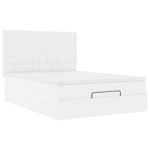 Ottoman Bett mit Matratze & LED Weiß 140x200 cm
