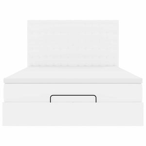 Ottoman Bett mit Matratze & LED Weiß 140x200 cm