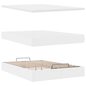 Ottoman Bett mit Matratze & LED Weiß 140x200 cm
