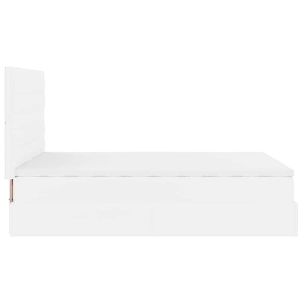 Ottoman Bett mit Matratze & LED Weiß 140x200 cm