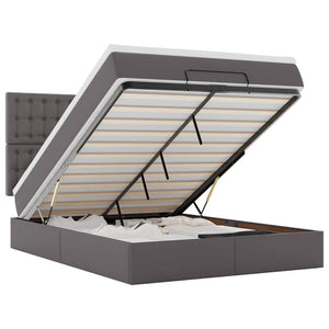 Ottoman Bett mit Matratze & LEDs Grau 140x200 cm