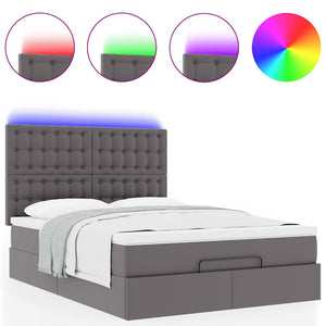 Ottoman Bett mit Matratze & LEDs Grau 140x200 cm