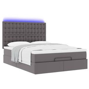 Ottoman Bett mit Matratze & LEDs Grau 140x200 cm
