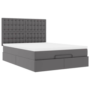 Ottoman Bett mit Matratze & LEDs Grau 140x200 cm