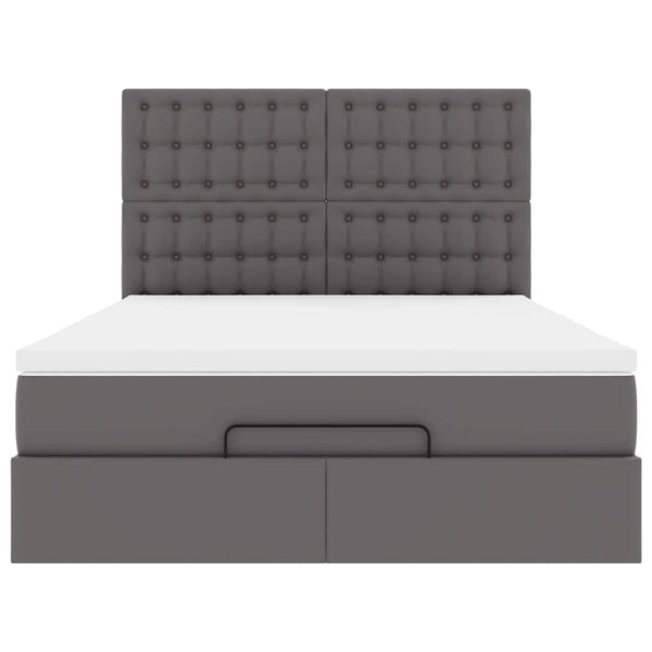 Ottoman Bett mit Matratze & LEDs Grau 140x200 cm