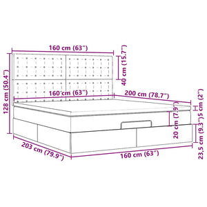 Ottoman Bett mit Matratze & LEDs 160x200 cm
