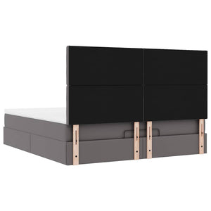 Ottoman Bett mit Matratze & LED Grau 160x200 cm