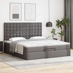 Ottoman Bett mit Matratze & LED Grau 160x200 cm