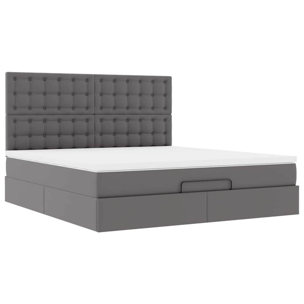 Ottoman Bett mit Matratze & LED Grau 160x200 cm