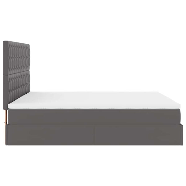 Ottoman Bett mit Matratze & LED Grau 160x200 cm