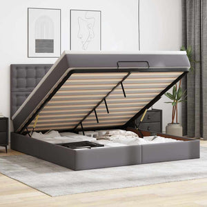 Ottoman Bett mit Matratze & LED Grau 160x200 cm