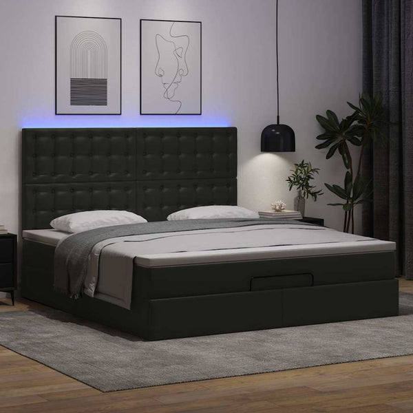 Ottoman Bett mit Matratze & LEDs 180x200 cm