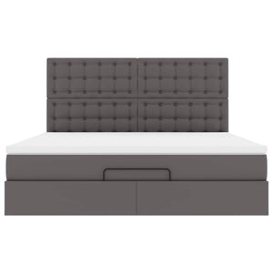 Ottoman Bett mit Matratze & LEDs Grau 180x200 cm