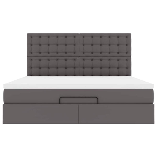 Ottoman Bett mit Matratze & LEDs Grau 180x200 cm