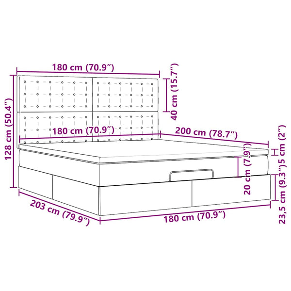 Ottoman Bett 180x200cm mit Matratze & LED