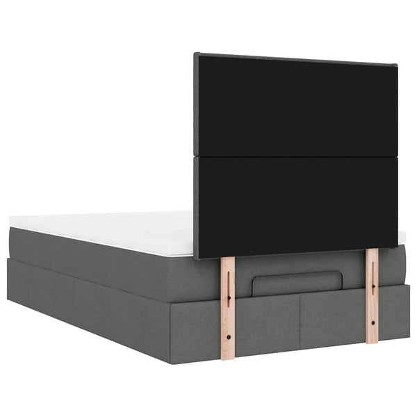 Ottoman Bett mit Matratze & LEDs 120x190 cm Dunkelgrau