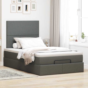 Ottoman Bett mit Matratze & LEDs 120x190 cm Dunkelgrau