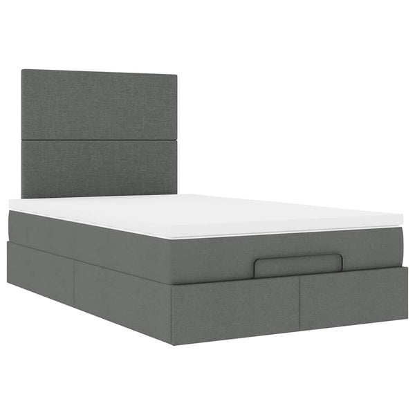 Ottoman Bett mit Matratze & LEDs 120x190 cm Dunkelgrau