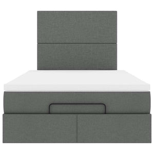 Ottoman Bett mit Matratze & LEDs 120x190 cm Dunkelgrau