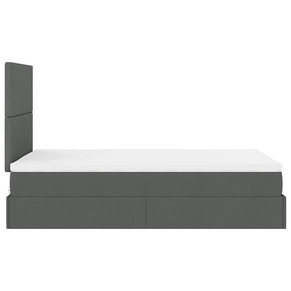 Ottoman Bett mit Matratze & LEDs 120x190 cm Dunkelgrau