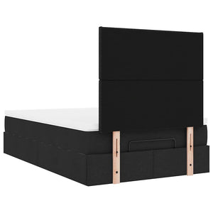 Ottoman Bett mit Matratze & LEDs 120x190 cm Schwarz