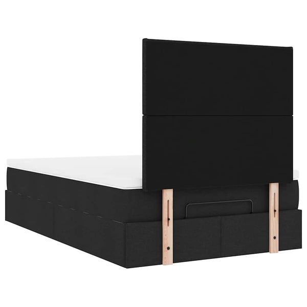 Ottoman Bett mit Matratze & LEDs 120x190 cm Schwarz