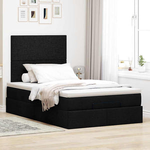 Ottoman Bett mit Matratze & LEDs 120x190 cm Schwarz