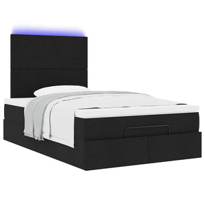 Ottoman Bett mit Matratze & LEDs 120x190 cm Schwarz
