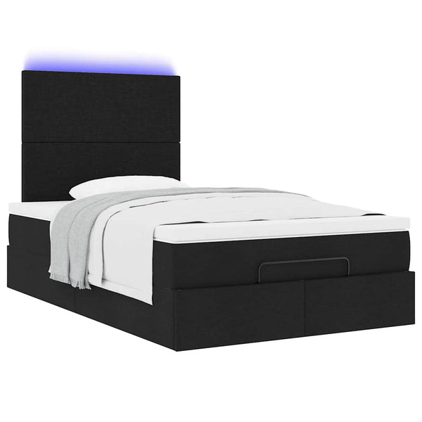 Ottoman Bett mit Matratze & LEDs 120x190 cm Schwarz