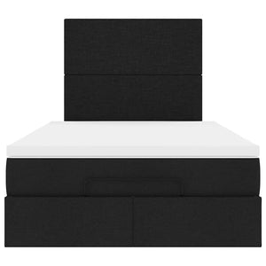 Ottoman Bett mit Matratze & LEDs 120x190 cm Schwarz