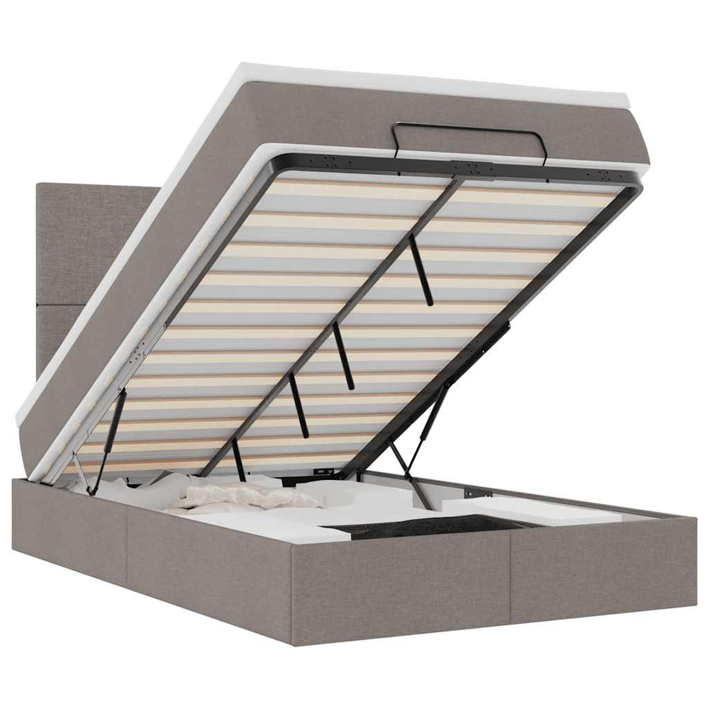 vidaXL Lit ottoman avec matelas et LED taupe 120x190 cm tissu