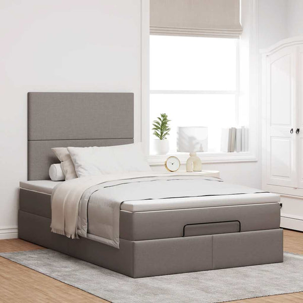 Ottoman Bett mit Matratze & LEDs Taupe 120x190