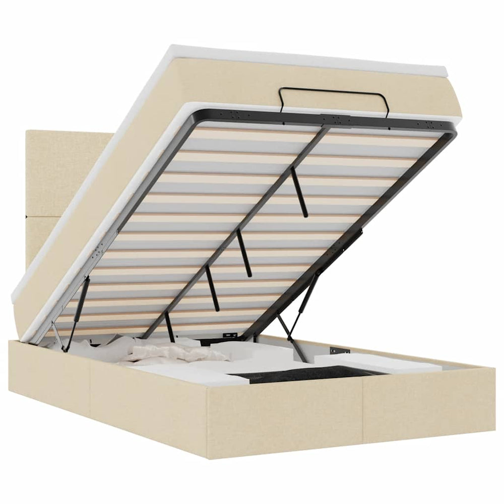 vidaXL Lit ottoman avec matelas et LED Crème 120x190 cm Tissu