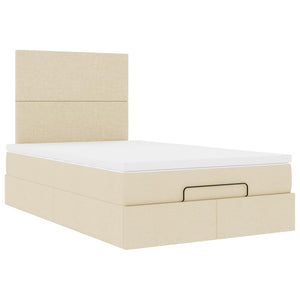 Ottoman Bett mit Matratze & LEDs Creme 120x190 cm