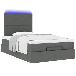 Ottoman Bett mit Matratze & LEDs 120x200 cm Dunkelgrau