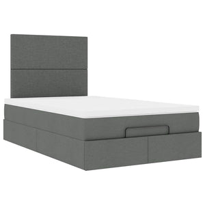 Ottoman Bett mit Matratze & LEDs 120x200 cm Dunkelgrau