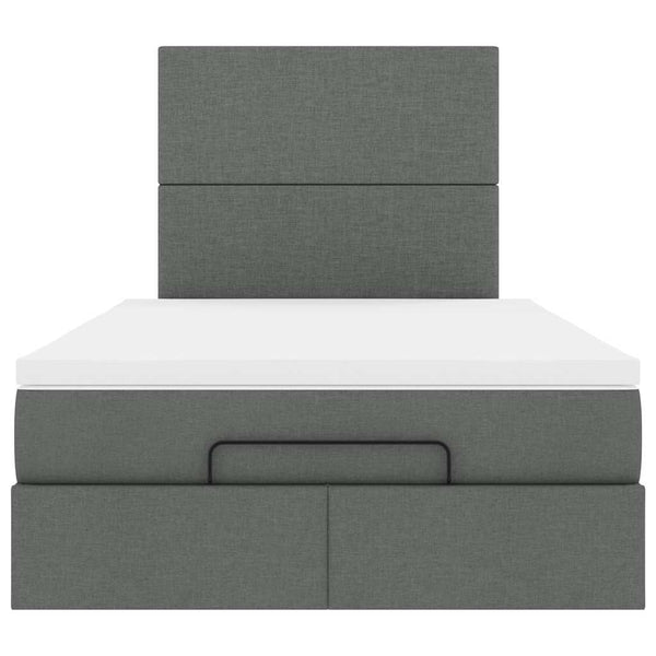 Ottoman Bett mit Matratze & LEDs 120x200 cm Dunkelgrau