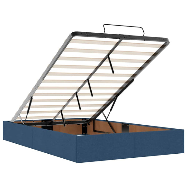 Ottoman Bett mit Matratze & LEDs Blau 120x200 cm