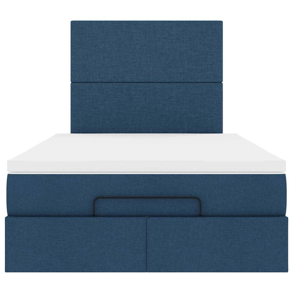 Ottoman Bett mit Matratze & LEDs Blau 120x200 cm