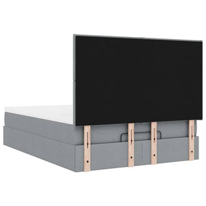 Ottoman Bett mit Matratze & LEDs 140x190 cm Hellgrau
