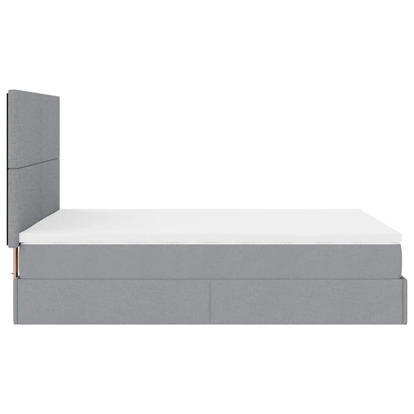 Ottoman Bett mit Matratze & LEDs 140x190 cm Hellgrau